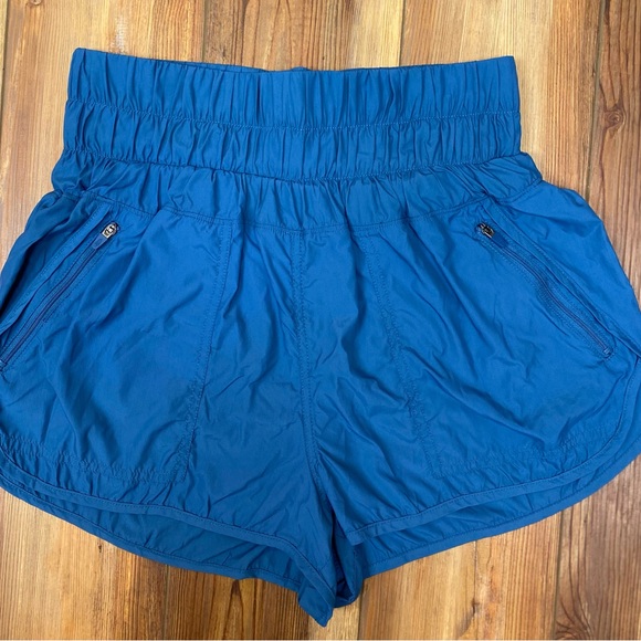 Free People Movement M Teal High Waisted Shorts Zipper Pockets Brief Lined - Picture 1 of 7